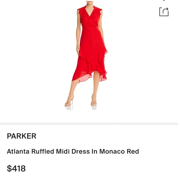 Parker Monaco red midi dress size 2 - Picture 4 of 4